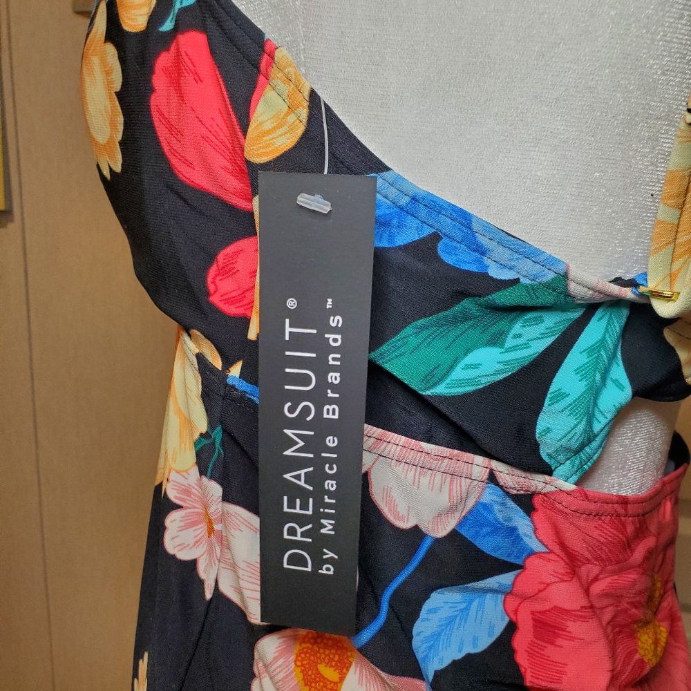 NWT Tankini Swim Top Size 12 Dreamsuit by Miracle Brands Black Pink Blue Multi - Picture 8 of 10